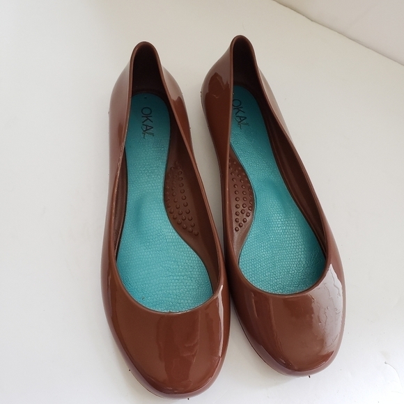 Oka B Brown Jelly Round Toe Ballet Flats Slip On Size 7 EUC - Picture 4 of 9
